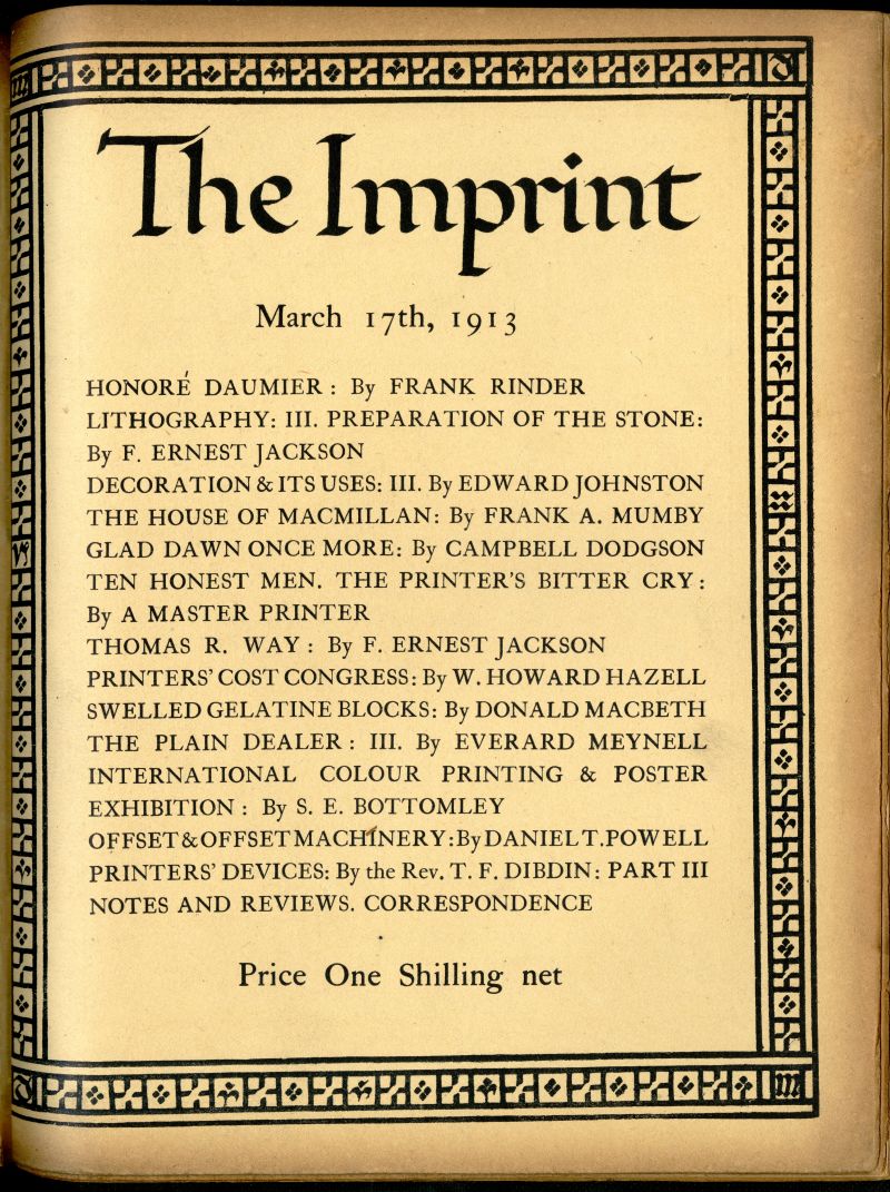 『The Imprint』March 17, 1913　第1巻第3号表紙